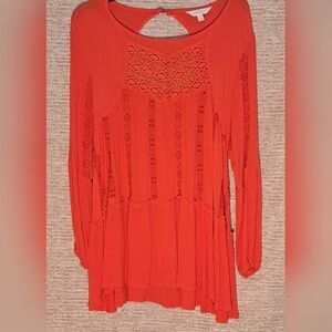 Adiva Red Pheasant Embellished Blouse Size L #147